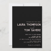 Invitation Moderne Mariage Simple Manuscrit Rose Noir (Devant)