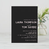 Invitation Moderne Mariage Simple Manuscrit Rose Noir (Debout devant)