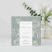 Invitation Moderne Mariage Simple Silver Sage Floral (Debout devant)