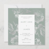 Invitation Moderne Mariage Simple Silver Sage Floral (Devant)
