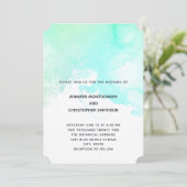 Invitation Moderne Mariage Simple Vert & Bleu Aquarelle (Debout devant)
