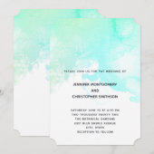 Invitation Moderne Mariage Simple Vert & Bleu Aquarelle (Devant / Derrière)