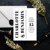 Invitation Moderne Mariage Vertical Gras Noir Et Blanc