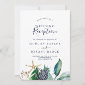 Invitation Moderne Marine | Réception de mariage verdoyant (Devant)