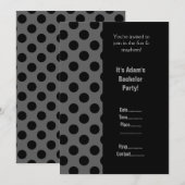INVITATION MODERNE MASCULIN PARTIE DE BACHELIER NOIR GRIS (Devant / Derrière)