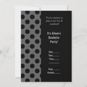 INVITATION MODERNE MASCULINE BLACK GREY BACHELOR PARTI