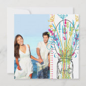 Invitation Moderne Mason Jar Aqua Lime jaune rose Floral (Dos)