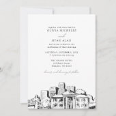 Invitation Moderne Memphis Skyline Mariage noir et blanc (Devant)