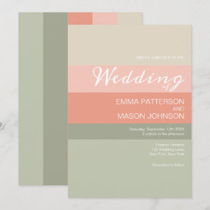 Invitation Moderne Metro Peach Coral Sage