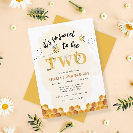 Invitation Moderne Mignon C'est si doux d'être deux 2ème anni