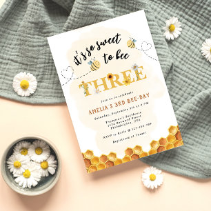 Invitation Moderne Mignon C'est si doux d'être trois ans anni