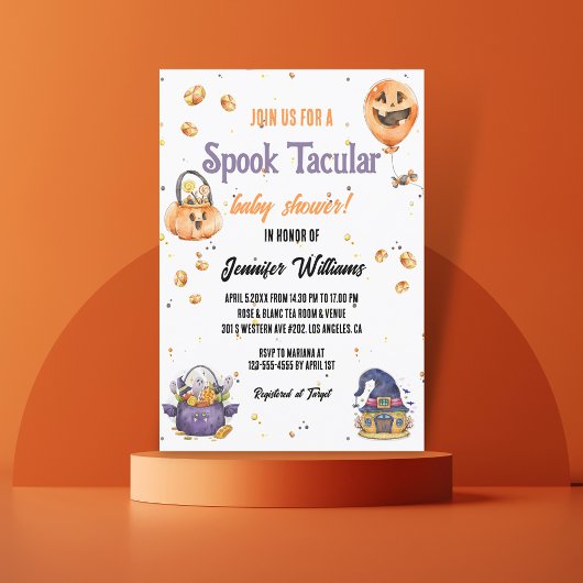Invitation moderne mignon halloween spook baby shower taculai