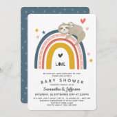 Invitation Moderne mignonne maman bébé Sloth Rainbow Baby sho (Devant / Derrière)