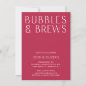Invitation Moderne minima Magenta Bubbles & Brews Fiançailles (Devant)