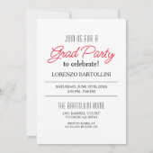 Invitation Moderne Minimal 1 photo Diplôme rouge et blanc (Dos)