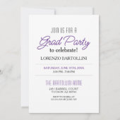 Invitation Moderne Minimal 1 Photo Purple Graduation Party (Dos)