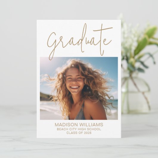 Invitation Moderne Minimal 2 - Diplôme photo (Debout devant)