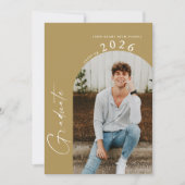 Invitation Moderne Minimal 2 Photo Gold Graduation Party (Devant)