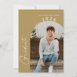 Invitation Moderne Minimal 2 Photo Gold Graduation Party