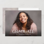 Invitation Moderne minimal 2 photo Graduation horizontale (Devant / Derrière)