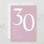 Invitation Moderne minimal 30e anniversaire de fête rose (Devant)