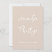 Invitation Moderne minimal 30e anniversaire Script Champagne (Devant)