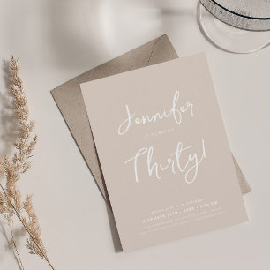 Invitation Moderne minimal 30e anniversaire Script Champagne