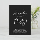 Invitation Moderne minimal 30e anniversaire Script noir (Debout devant)