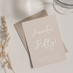 Invitation Moderne minimal 50e anniversaire Script Champagne