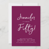 Invitation Moderne minimal 50e anniversaire Script Magenta (Devant)