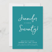 Invitation Moderne minimal 70e anniversaire Script Turquoise (Devant)