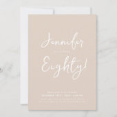 Invitation Moderne minimal 80e anniversaire Script Champagne (Devant)