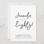 Invitation Moderne minimal 80e anniversaire Script noir et bl (Devant)