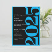Invitation Moderne minimal Blue Typography Graduation Party (Debout devant)