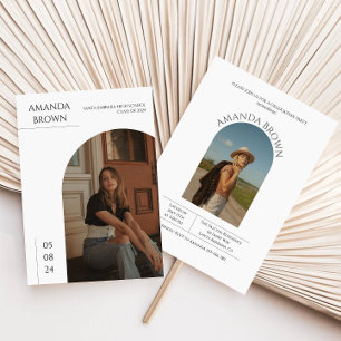 Invitation Moderne minimal deux photo fête de graduation