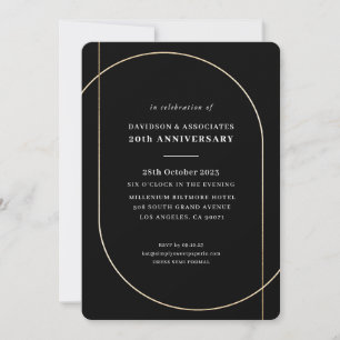 Invitation MODERNE MINIMAL entreprise événement or noir blanc