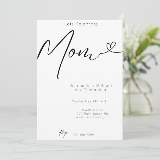 Invitation Moderne Minimal Fêtons la fête des mères de maman (Debout devant)