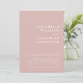 Invitation Moderne Minimal Mariage rose simple Détails QR Cod (Debout devant)