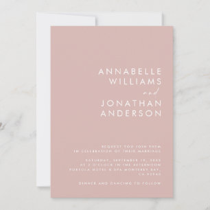 Invitation Moderne Minimal Mariage rose simple Détails QR Cod