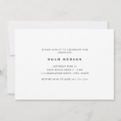 Invitation Moderne minimal noir & blanc 3 photo graduation (Dos)