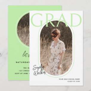 Invitation Moderne minimal Pastel Lime Photo Party Graduation