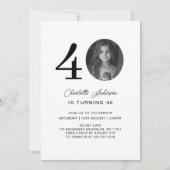 Invitation Moderne, Minimal, Photo, 40. Anniversaire (Devant)