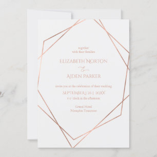 Invitation Moderne, minimal, pur, blanc, rosegold (imitat)