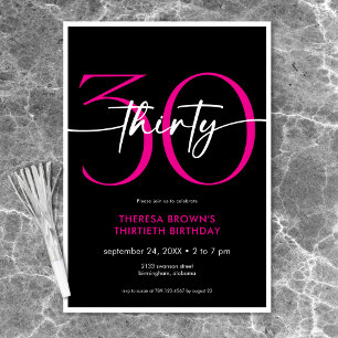 Invitation Moderne minimal rose 30 Script Anniversaire