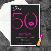 Invitation Moderne minimal rose lèvres Elle a cinquante Anniv
