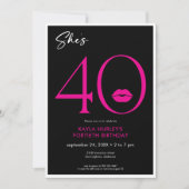 Invitation Moderne minimal rose lèvres Elle est quarante Anni (Devant)