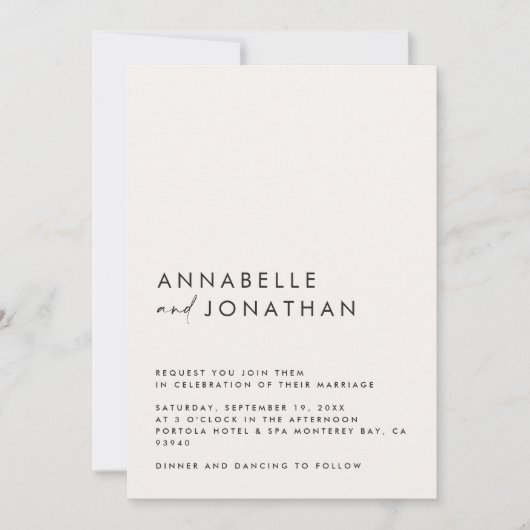 Invitation Moderne Minimal simple détails Mariage Code QR (Devant)