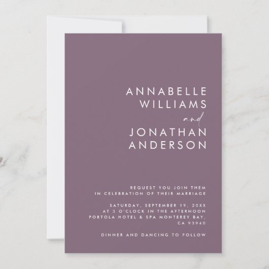 Invitation Moderne Minimal simple détails Mariage Code QR (Devant)