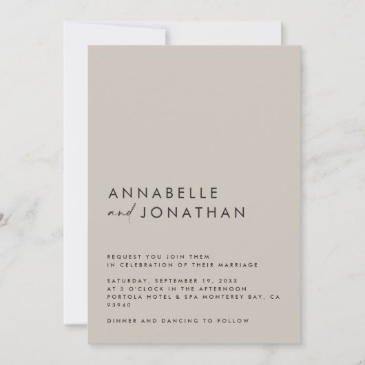 Invitation Moderne Minimal simple gris Détails Mariage QR Cod (Devant)