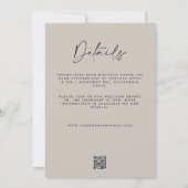Invitation Moderne Minimal simple gris Détails Mariage QR Cod (Dos)